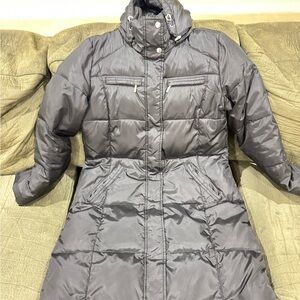 Michael Kors Long Quilted Puffer Coat in Charcoal